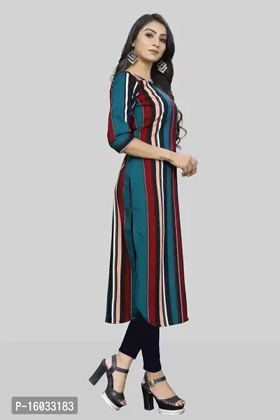 Stylish Straight Multicoloured Striped Crepe Kurta Pack Of 3-thumb5