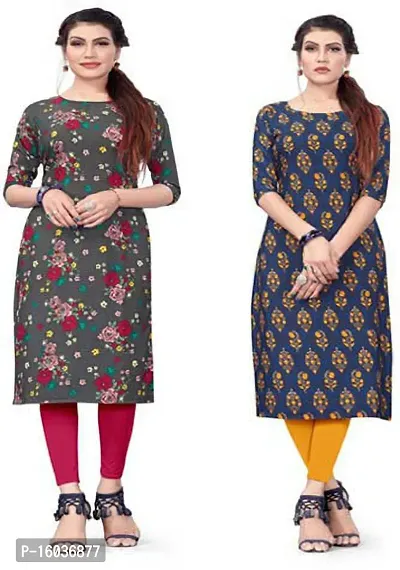 Stylish Printed Crepe Kurta For Women Pack Of 2