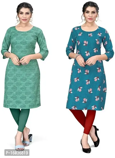 Stylish Printed Crepe Kurta For Women Pack Of 2