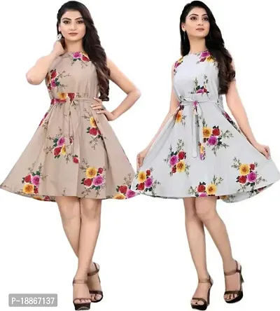 Stylish Fancy Crepe Dresses For Women Pack Of 2