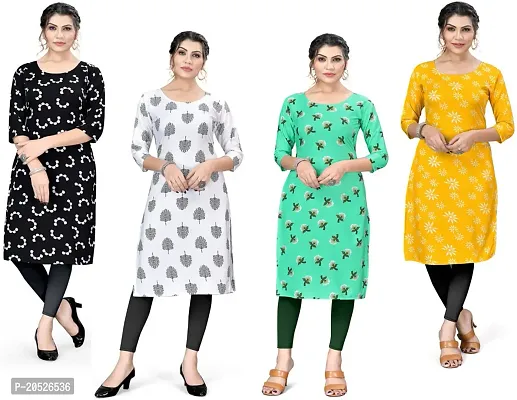 Stylish Fancy Designer Crepe Printed Kurta For Women Combo Of 4-thumb0