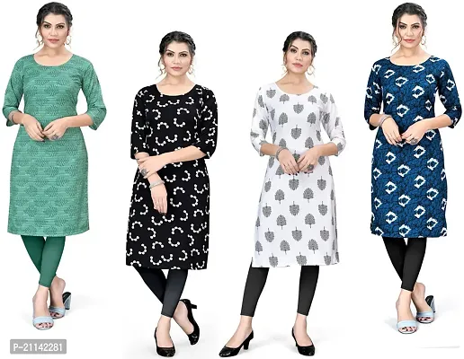 Stylish Women Crepe Casual Kurta Pack of 4