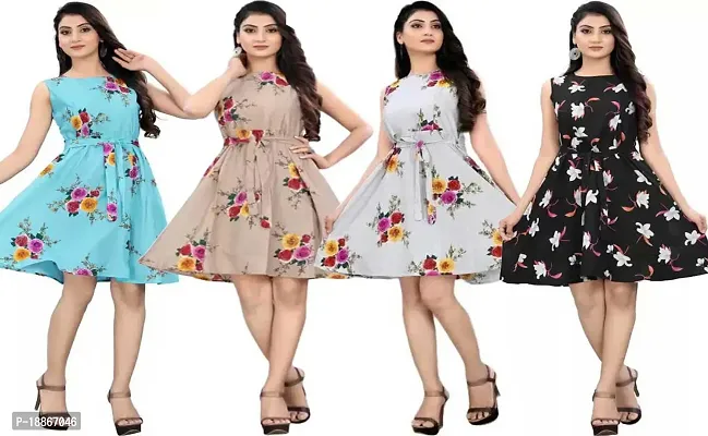 Stylish Fancy Crepe Dresses For Women Pack Of 4