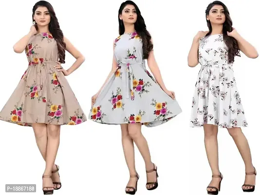 Stylish Fancy Crepe Dresses For Women Pack Of 3