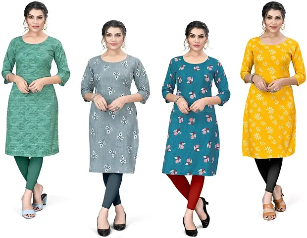 Stylish A-Line Crepe Kurta Pack Of 4