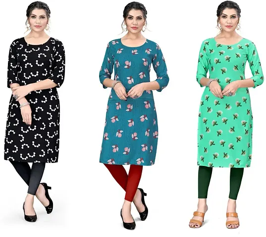 Pack Of 3- Printed Crepe Kurta