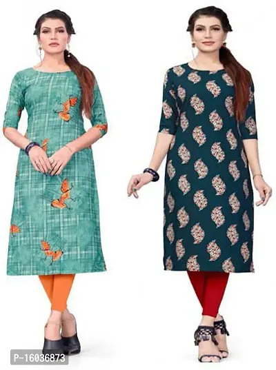 Stylish Printed Crepe Kurta For Women Pack Of 2