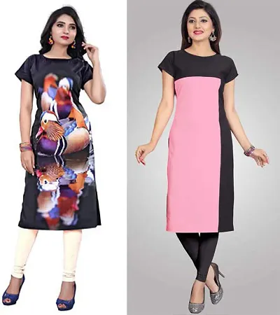 Stylish Crepe Kurta For Women Pack Of 2