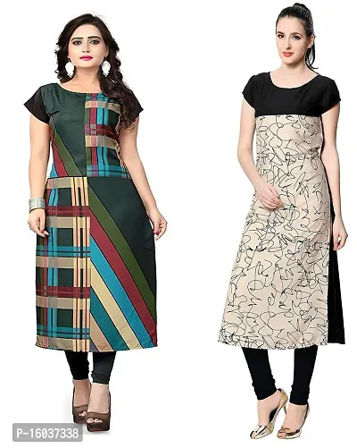 Stylish Printed Crepe Kurta For Women Pack Of 2-thumb0