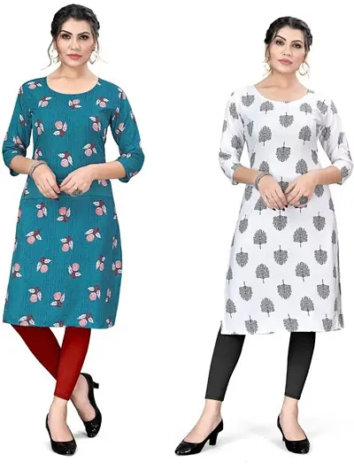 Pack Of 2- Printed Crepe Kurta