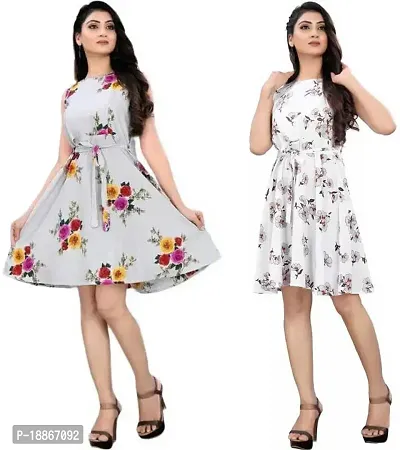 Stylish Fancy Crepe Dresses For Women Pack Of 2-thumb0