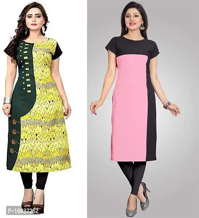 Stylish Printed Crepe Kurta For Women Pack Of 2-thumb0