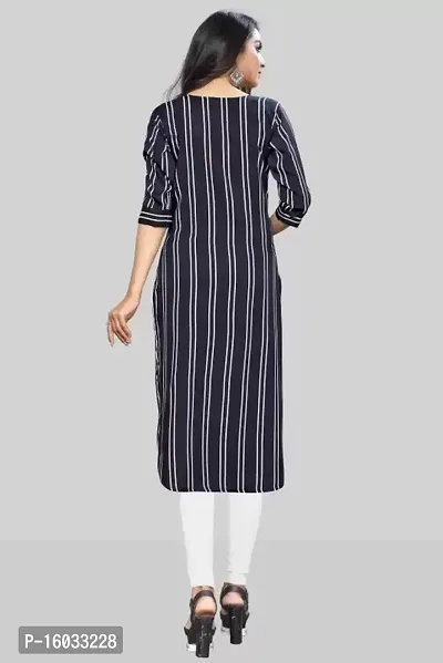 Stylish Straight Multicoloured Striped Crepe Kurta Pack Of 3-thumb3