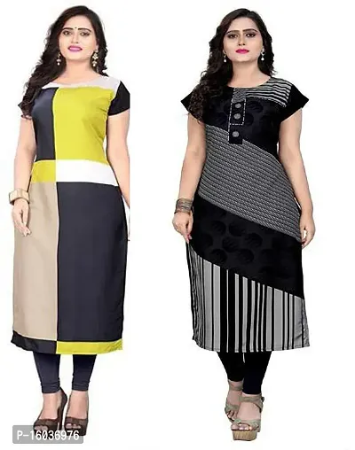 Stylish Printed Crepe Kurta For Women Pack Of 2