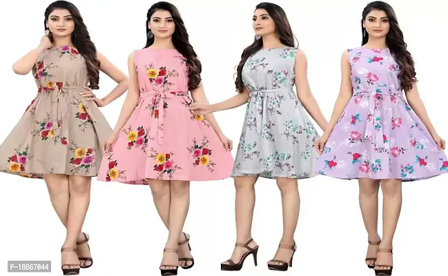 Stylish Fancy Crepe Dresses For Women Pack Of 4