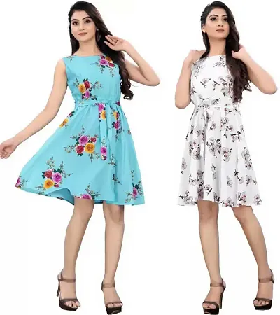 Fancy Crepe Anarkali Printed Kurta - Pack Of 2