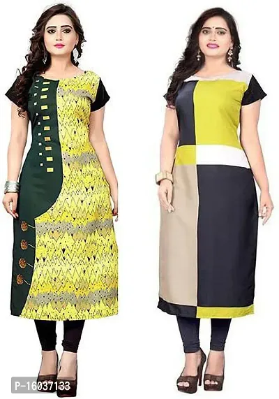 Stylish Printed Crepe Kurta For Women Pack Of 2