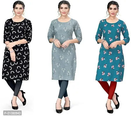 Reliable Crepe Printed Kurta For Women- Pack Of 3-thumb0