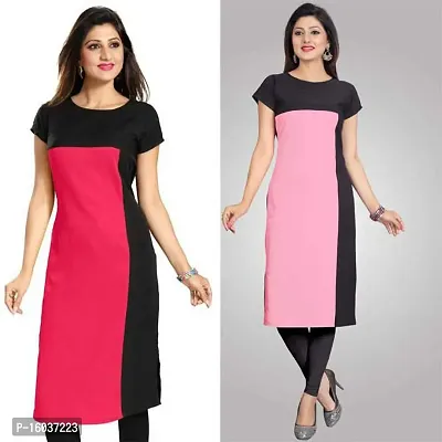 Stylish Colourblocked Crepe Kurta For Women Pack Of 2