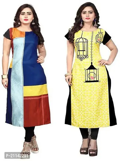 Stylish Women Crepe Casual Kurta Pack of 2