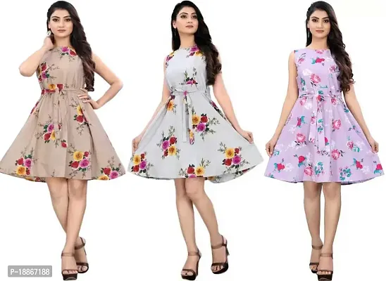 Stylish Fancy Crepe Dresses For Women Pack Of 3