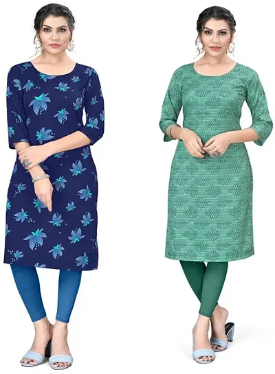 Pack Of 2- Printed Crepe Kurta