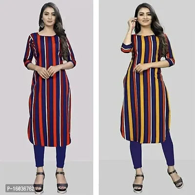 Stylish Printed Crepe Kurta For Women Pack Of 2