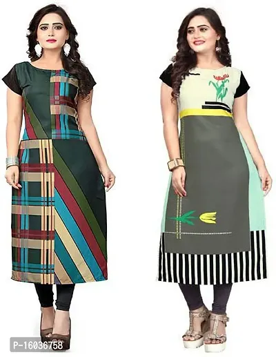 Stylish Printed Crepe Kurta For Women Pack Of 2-thumb0