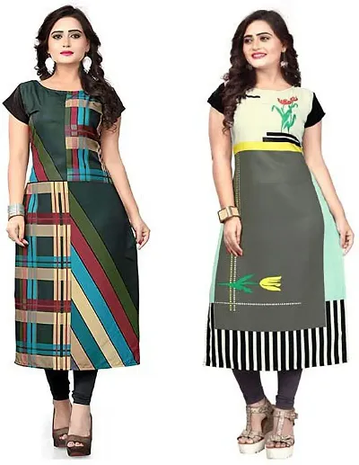 Stylish Women Crepe Casual Kurta Pack of 2