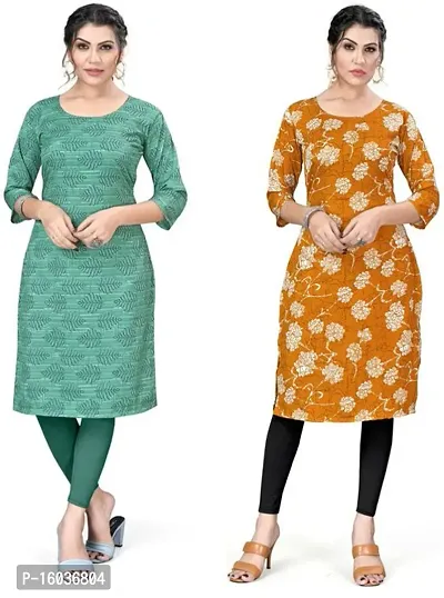 Stylish Printed Crepe Kurta For Women Pack Of 2