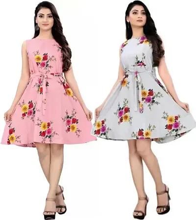 Fancy Crepe Anarkali Printed Kurta - Pack Of 3