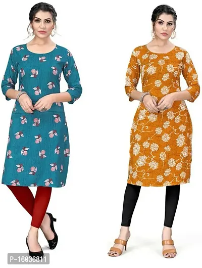 Stylish Printed Crepe Kurta For Women Pack Of 2