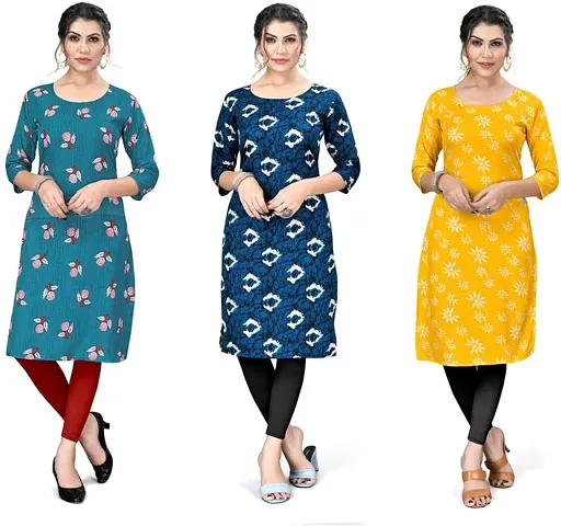 Reliable Crepe Kurta For Women- Pack Of 3