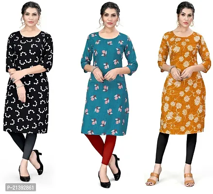 Reliable Crepe Printed Kurta For Women- Pack Of 3-thumb0