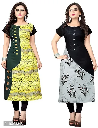 Stylish Printed Crepe Kurta For Women Pack Of 2-thumb0