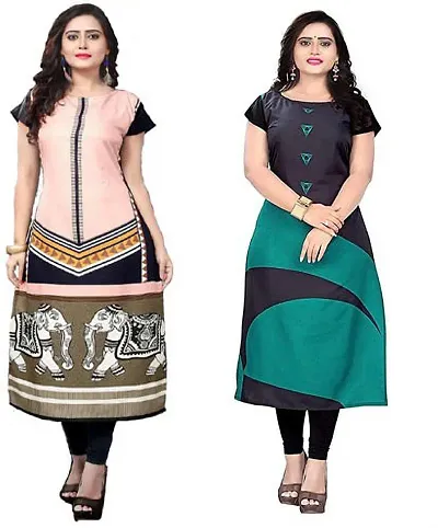 Stylish Crepe Kurta For Women Pack Of 2