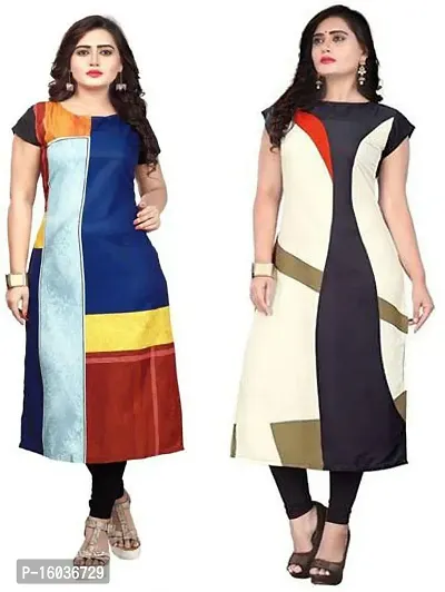 Stylish Printed Crepe Kurta For Women Pack Of 2