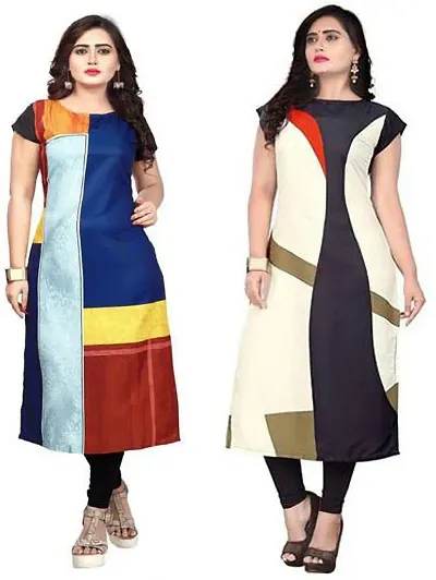 Stylish Crepe Kurta For Women Pack Of 2