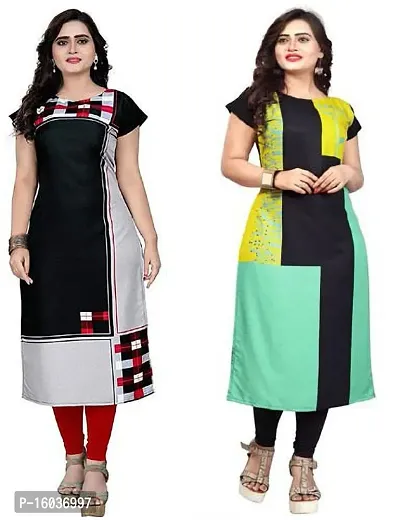 Stylish Printed Crepe Kurta For Women Pack Of 2