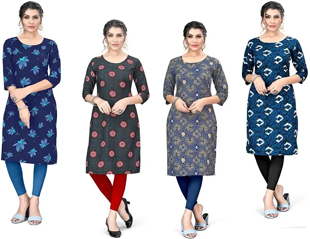 Stylish A-Line Crepe Kurta Pack Of 4