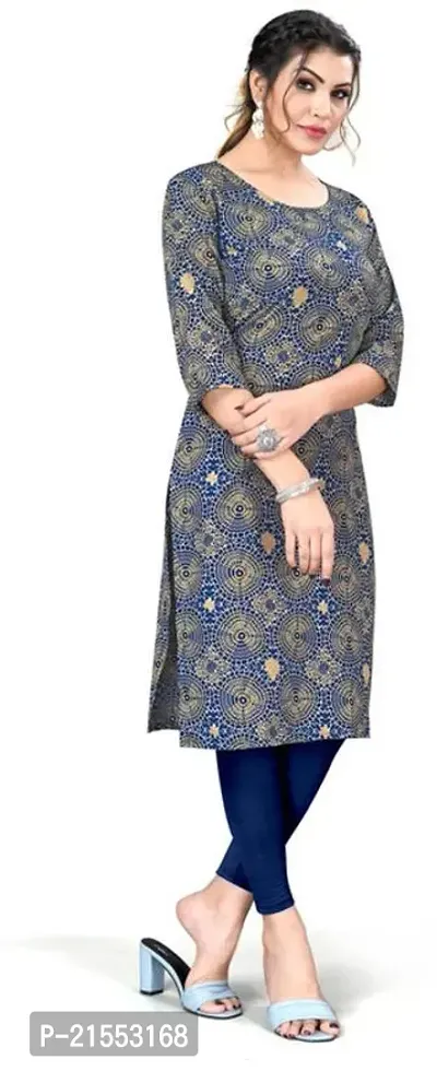 Stylish A-Line Multicoloured Printed Crepe Kurta-thumb5