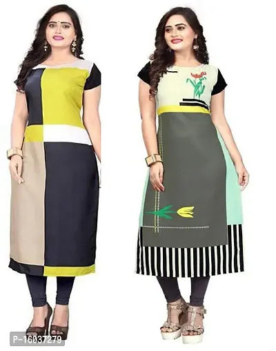 Stylish Printed Crepe Kurta For Women Pack Of 2