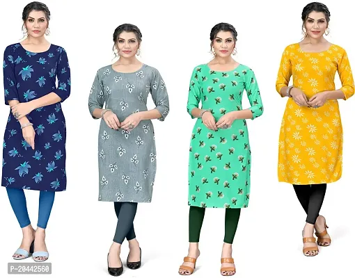 Stylish Straight Printed Crepe Kurta Pack Of 4-thumb0