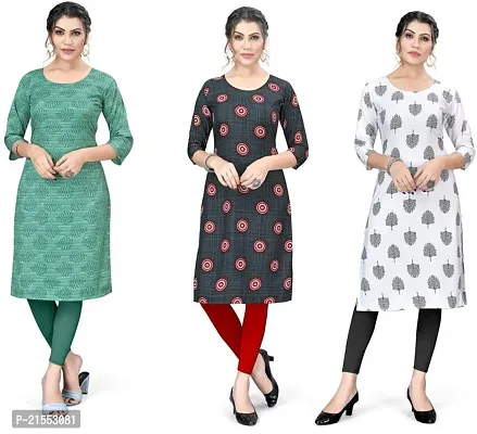 Stylish A-Line Multicoloured Printed Crepe Kurta Combo Of 3