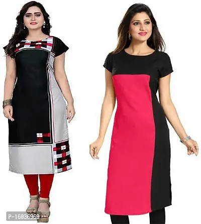 Stylish Colourblocked Crepe Kurta For Women Pack Of 2