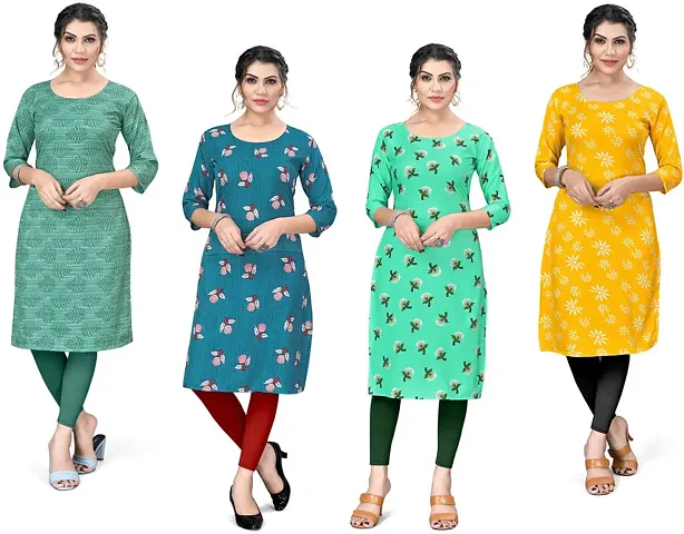 Stylish A-Line Crepe Kurta Pack Of 4