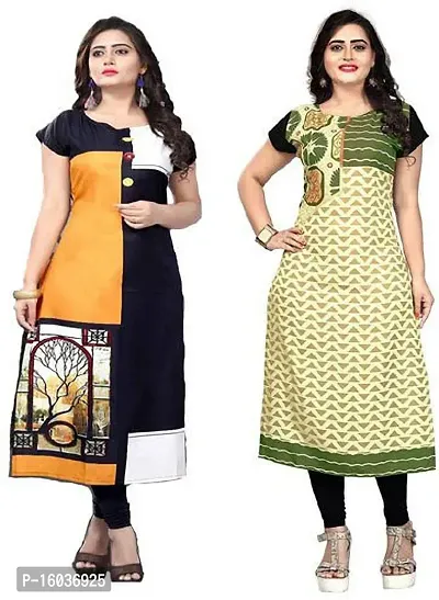 Stylish Printed Crepe Kurta For Women Pack Of 2