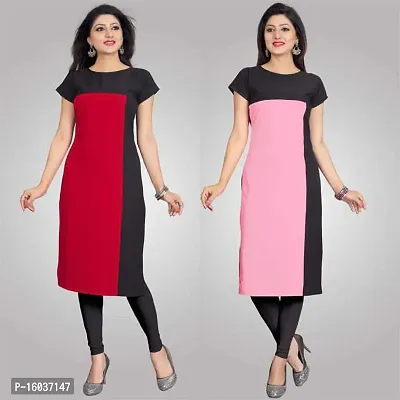 Stylish Printed Crepe Kurta For Women Pack Of 2