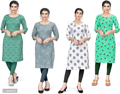 Stylish A-Line Printed Crepe Kurta Pack Of 4