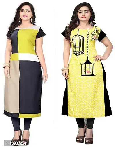 Stylish Printed Crepe Kurta For Women Pack Of 2